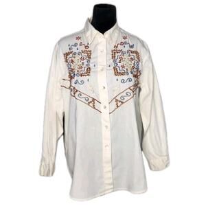Vintage I.V.Y Western Beaded Embroided Button Down Long Sleeve Shirt M